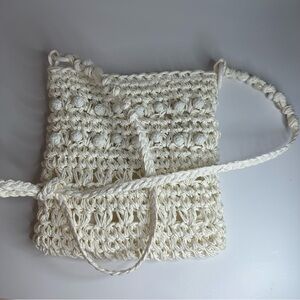 Cream Crochet embellished bag by Cappelli Straworld
